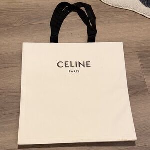 Celine White Large shopping bag with Black Handles